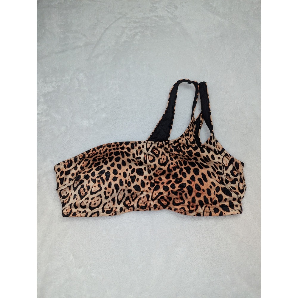 Victoria's Secret Leopard‎ Print One Shoulder Asymmetric Bikini Top Size Large